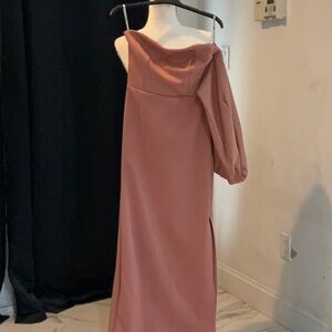 ASOS Pink Asymmetrical Puff Sleeve Gown